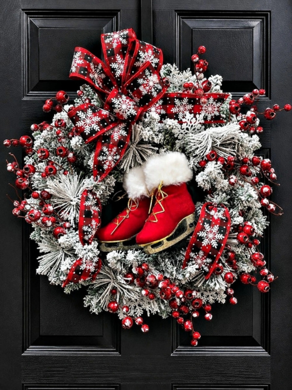 Red & White Plaid Christmas Wreath